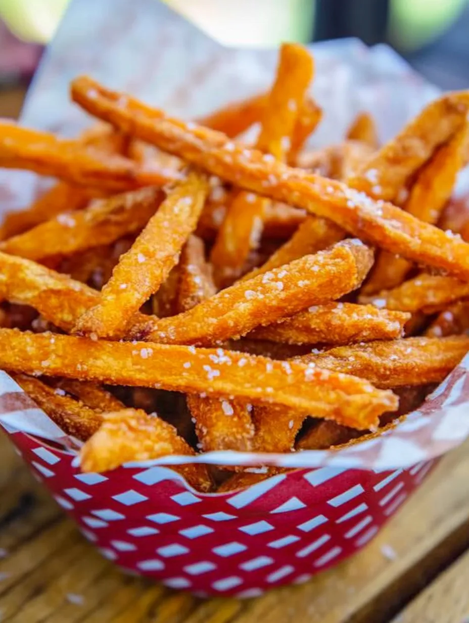 Un panier de frites avec du sel dessus.