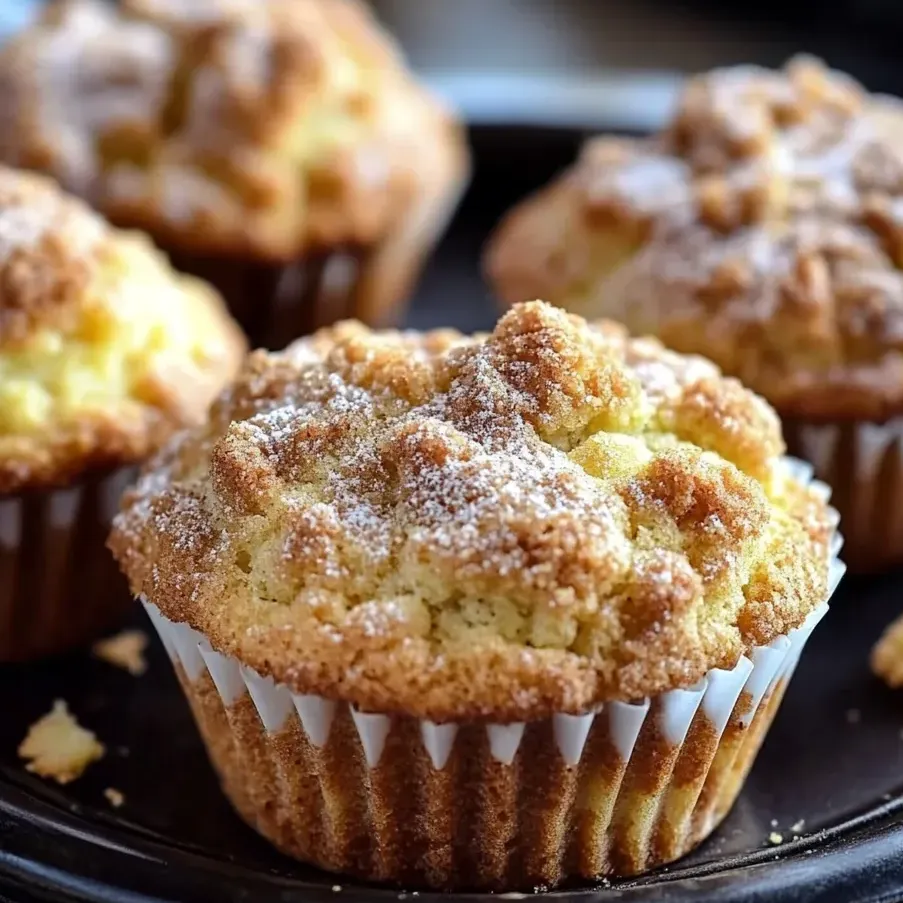 Un muffin tout poudré de sucre glace.