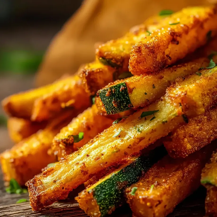 Une montagne de frites de courgette.
