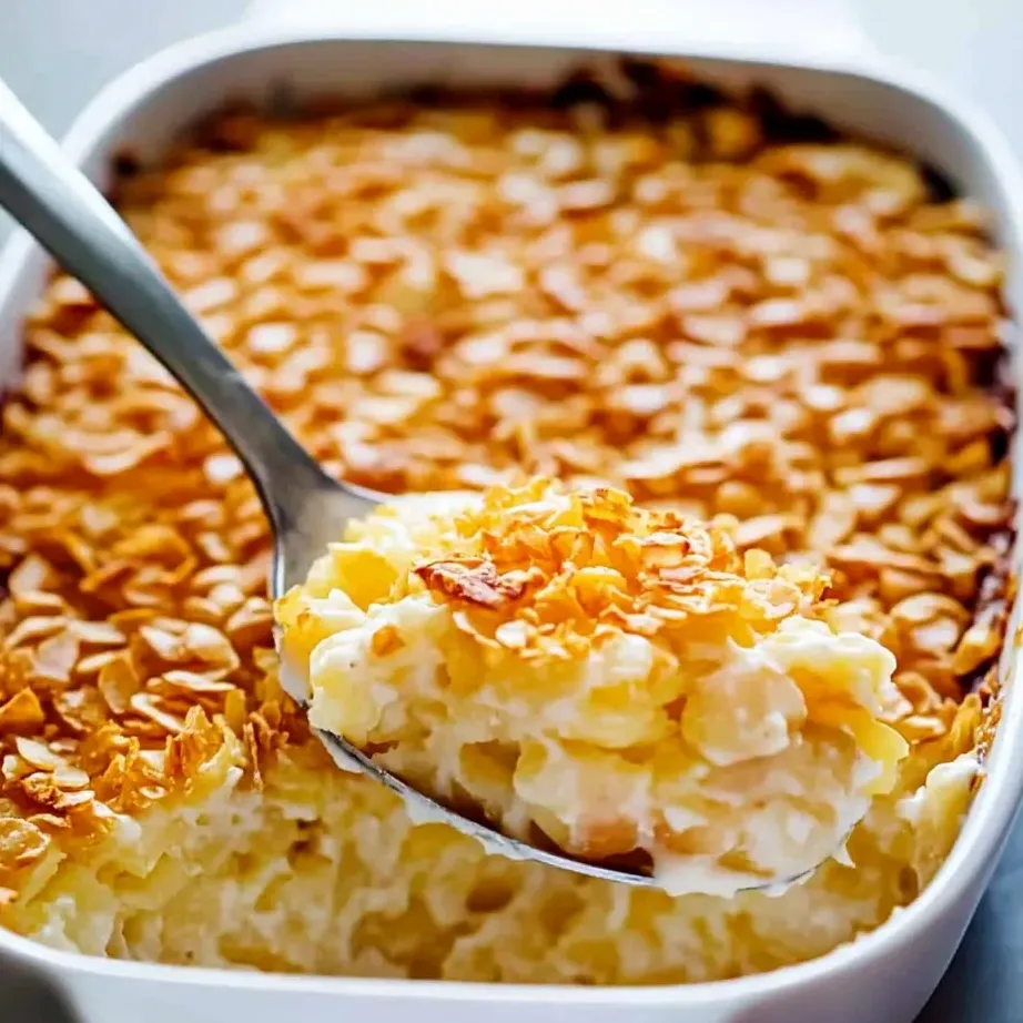 Une cuillère plongée dans un plat gourmand.