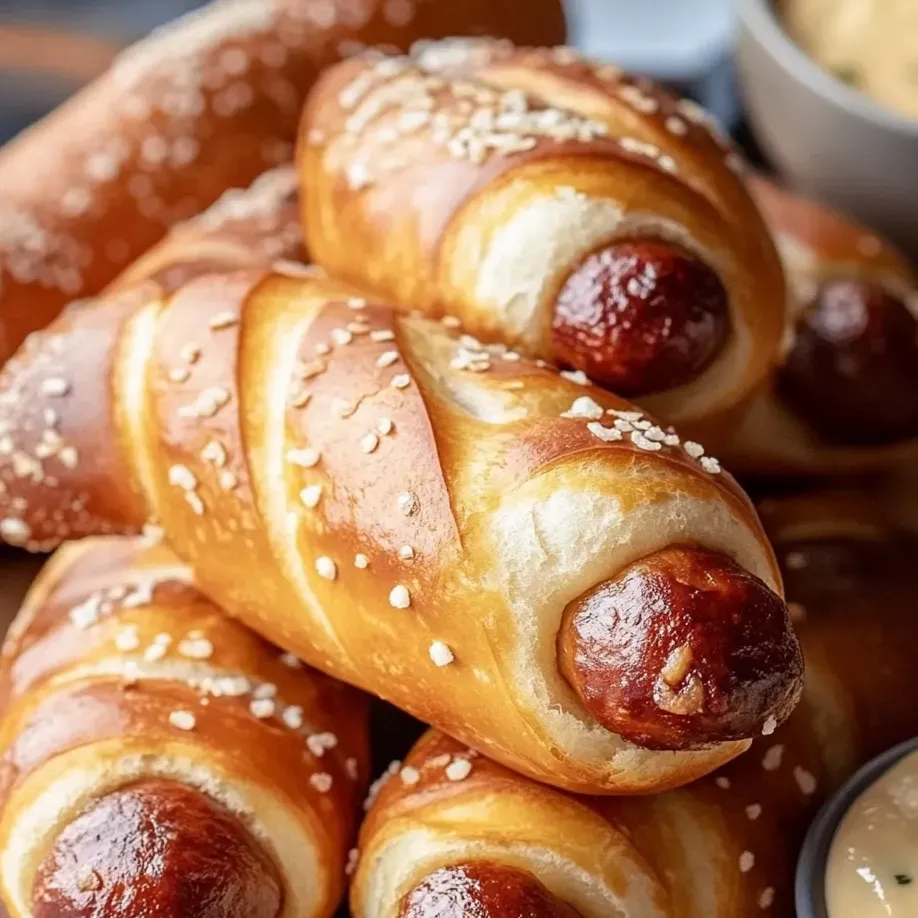 Un tas de hot dogs avec un bol de moutarde.