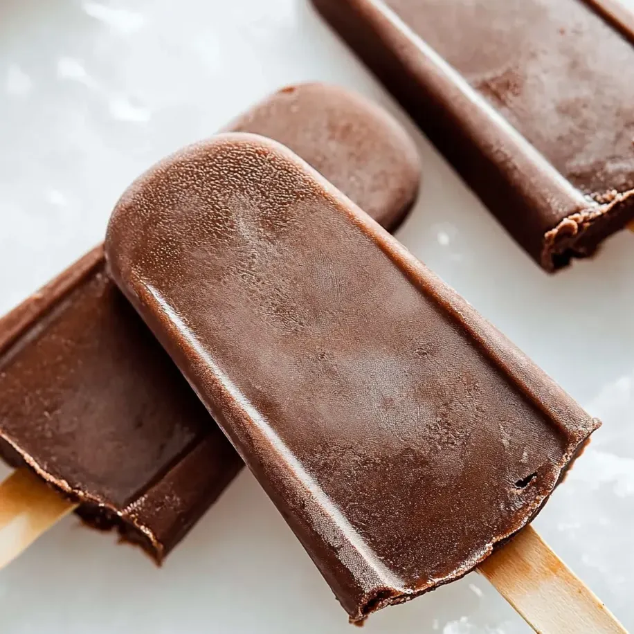 Barres glacées chocolat sur la table.