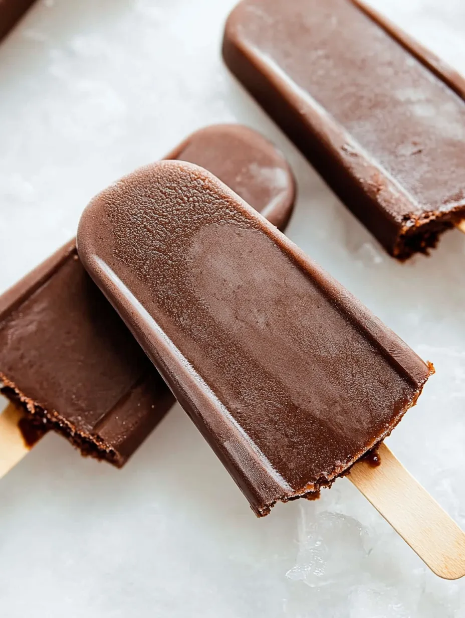 Glaces chocolat sur bâtonnet.