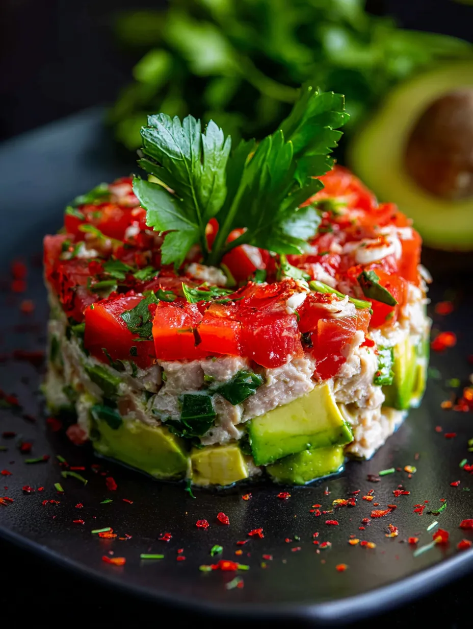 Une assiette garnie de tomates, avocat et coriandre.