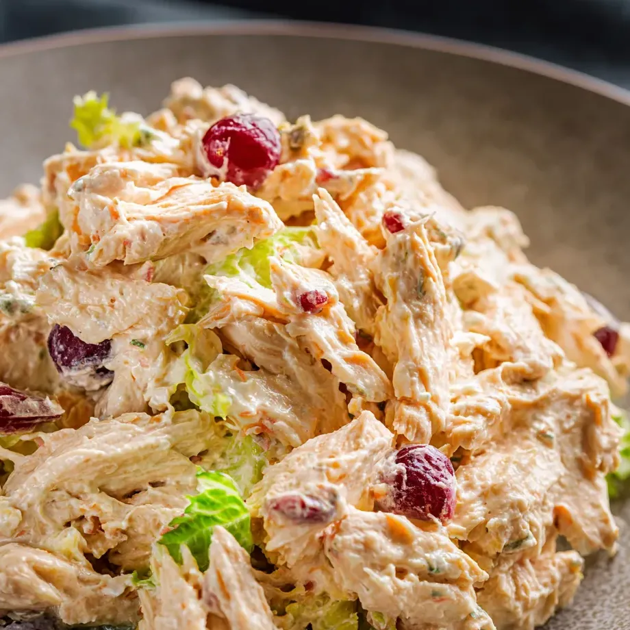 Une assiette garnie avec une salade et du poulet.