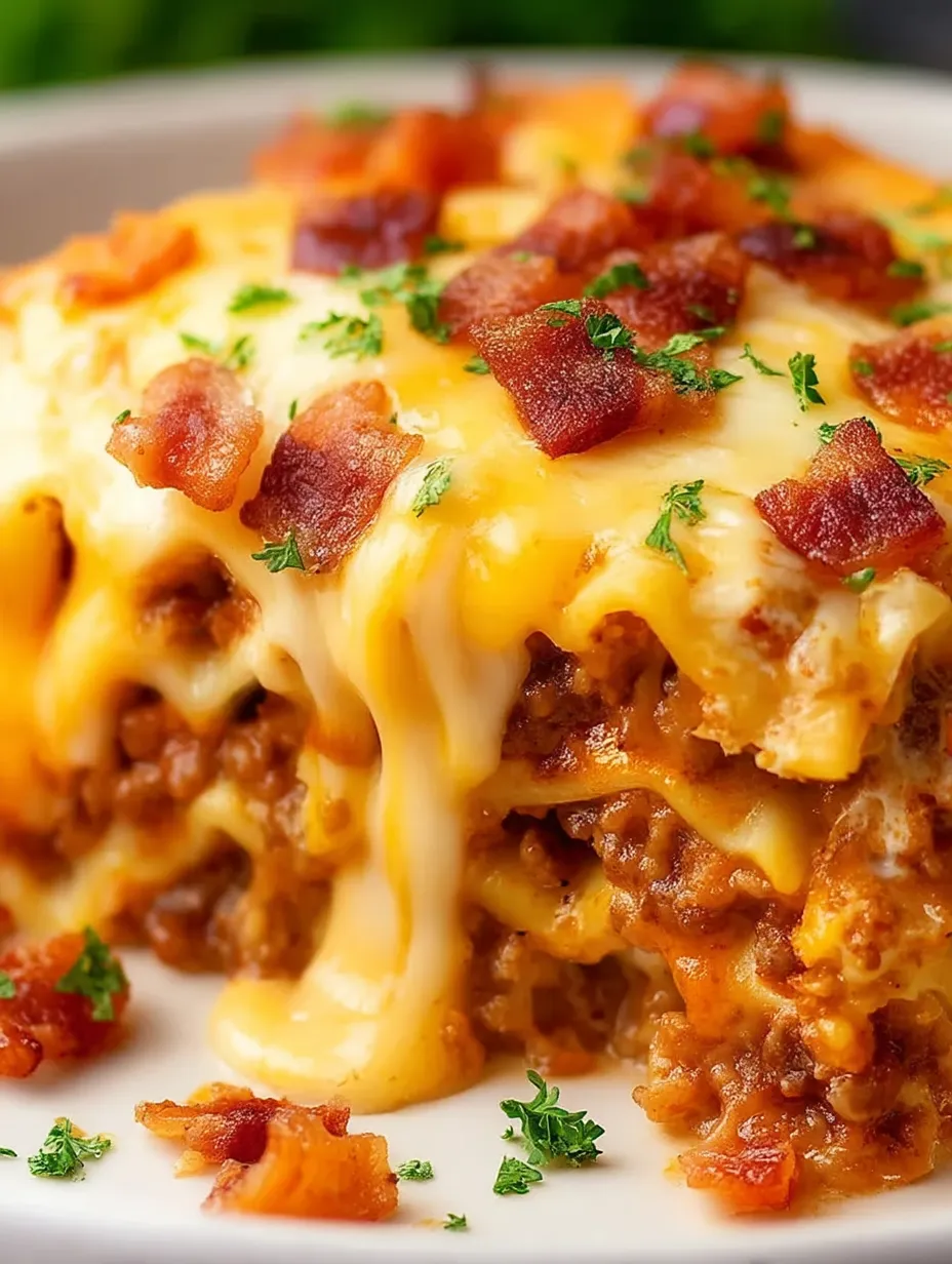 Une assiette généreuse bacon-fromage.