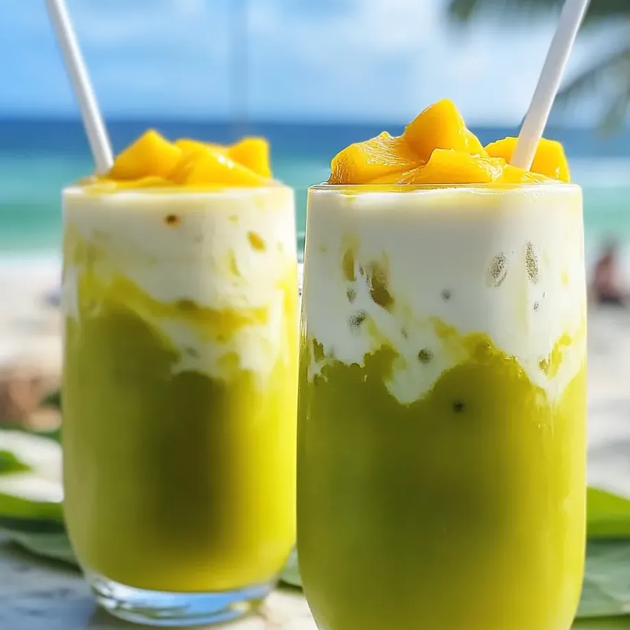 Deux verres de smoothie vert.