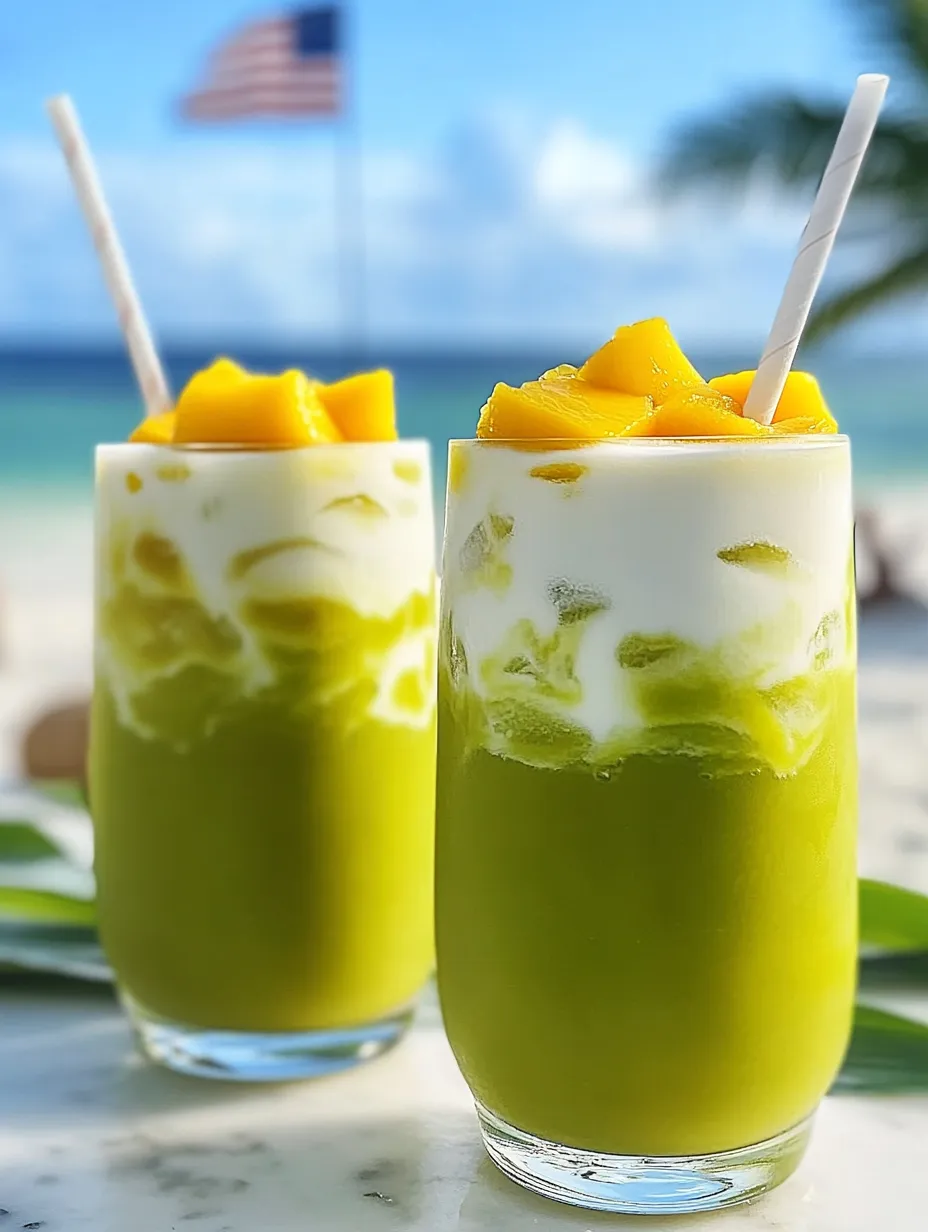 Deux verres de smoothie vert.
