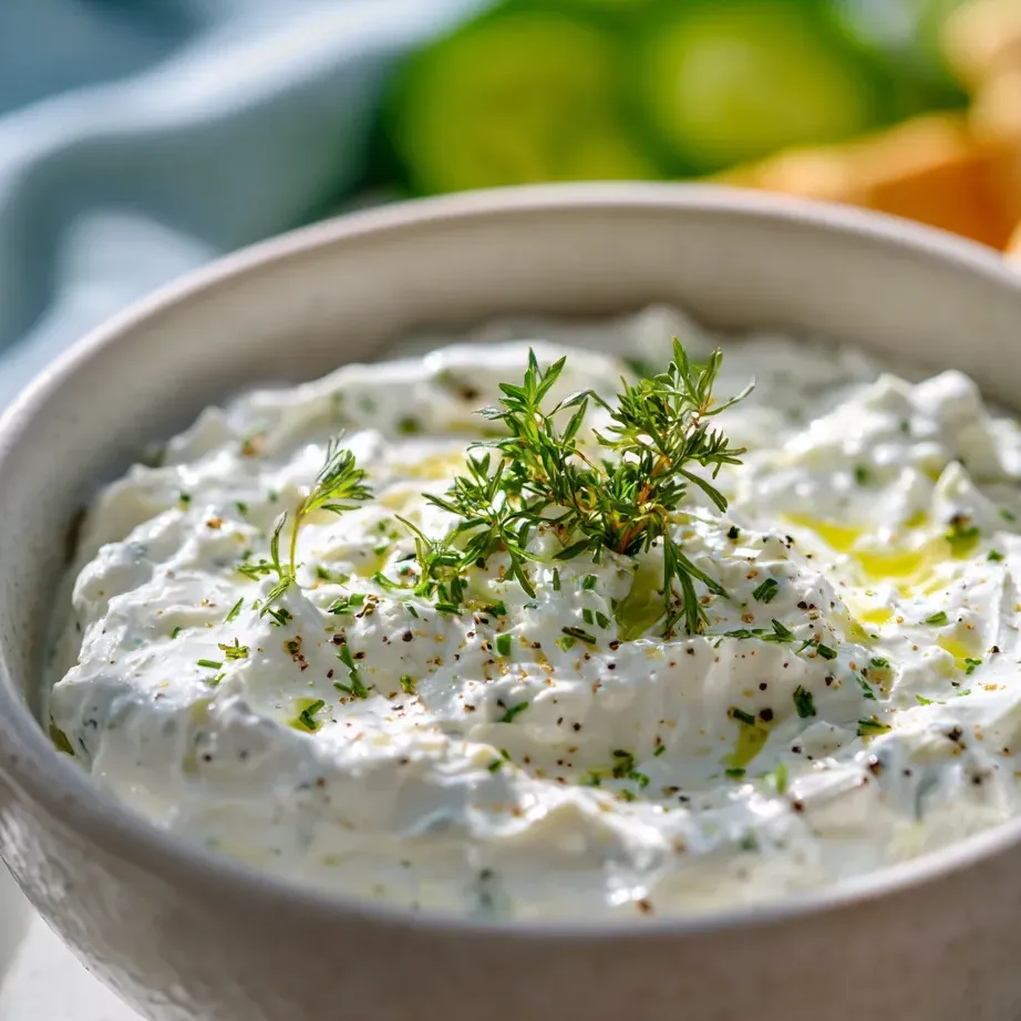 Un bol de tartinade avec une branche de persil dessus.