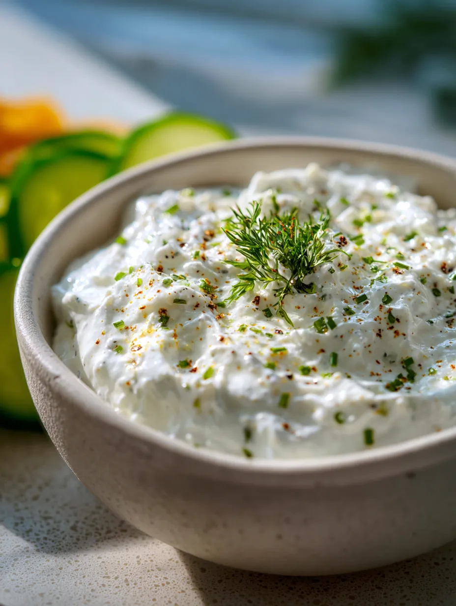 Bol de dip blanc avec des herbes vertes dessus.