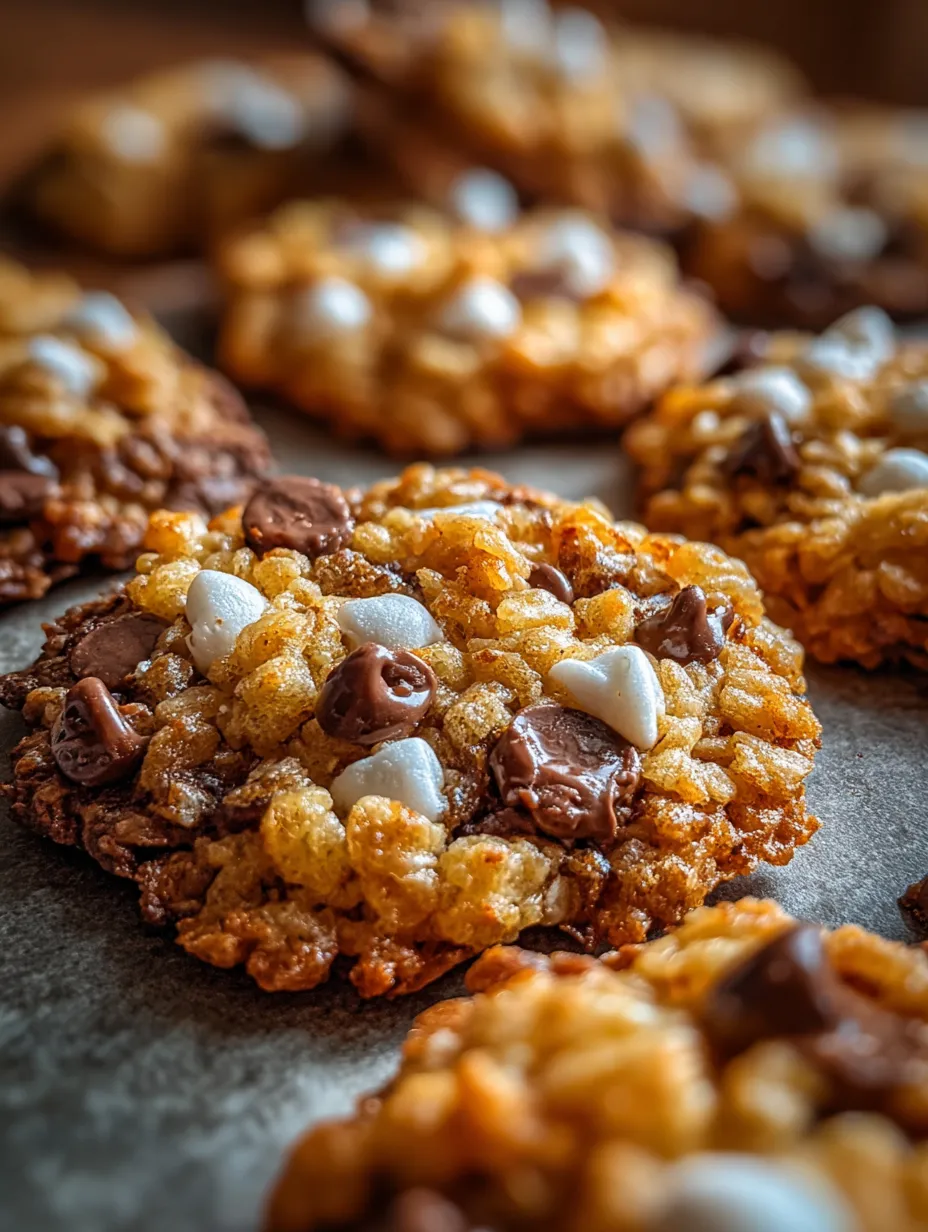 Gros plan sur un cookie aux pépites de chocolat avec de la guimauve.