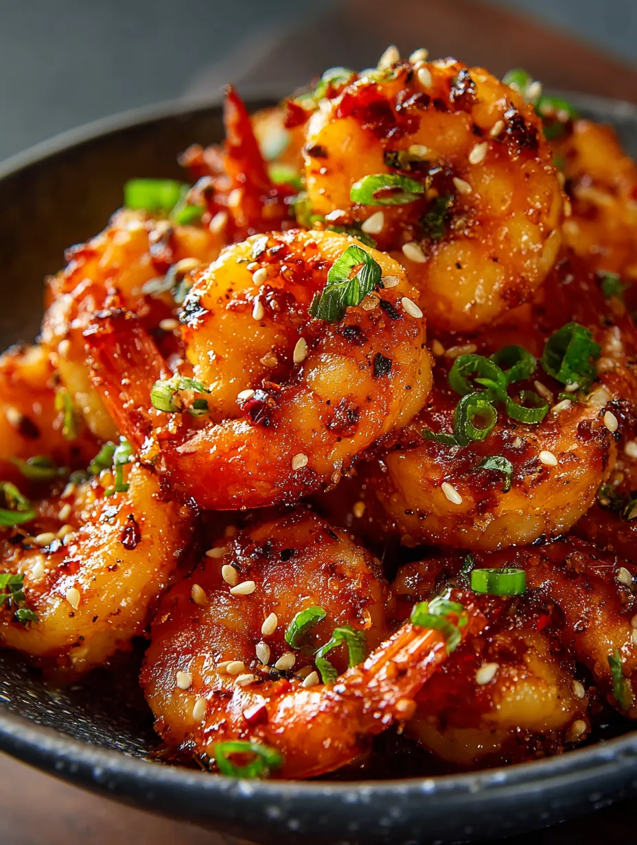 Un bol de crevettes épicées.