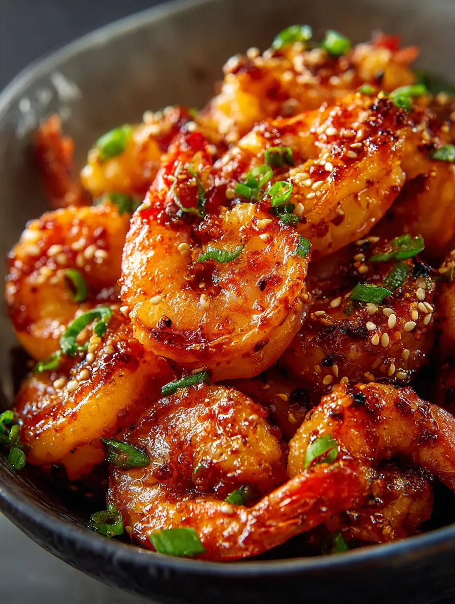Un bol de crevettes épicées.