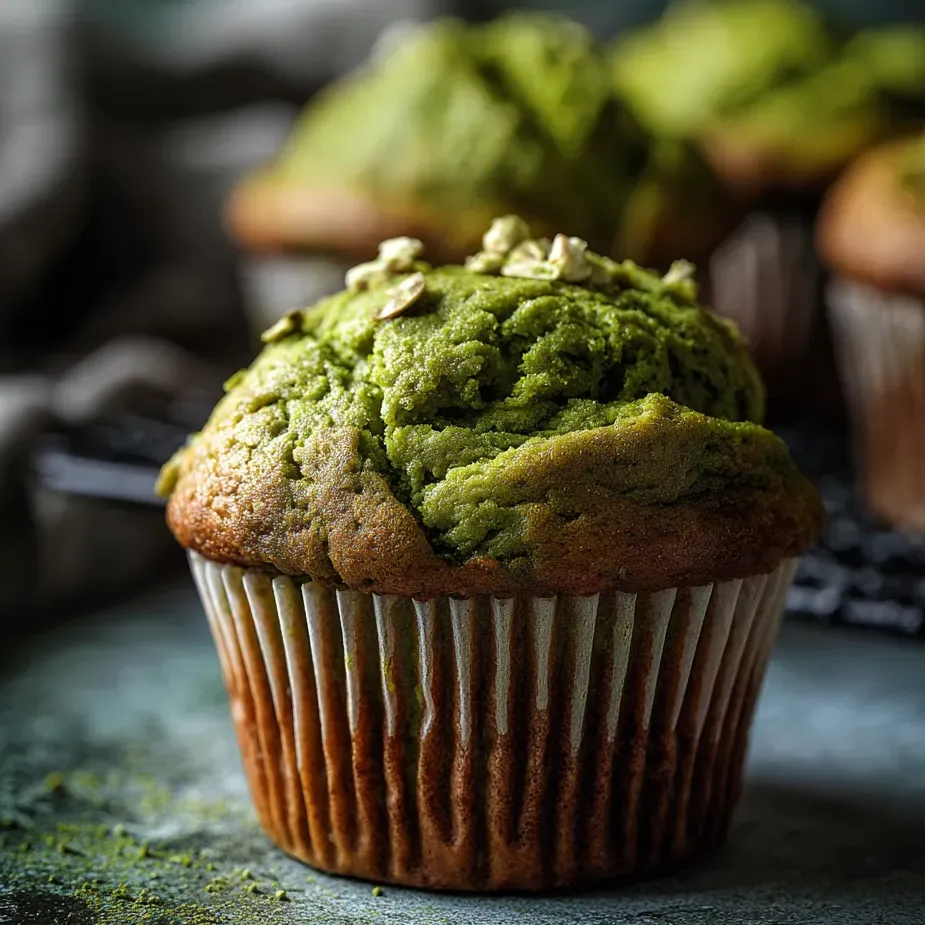 Un muffin avec glaçage vert.