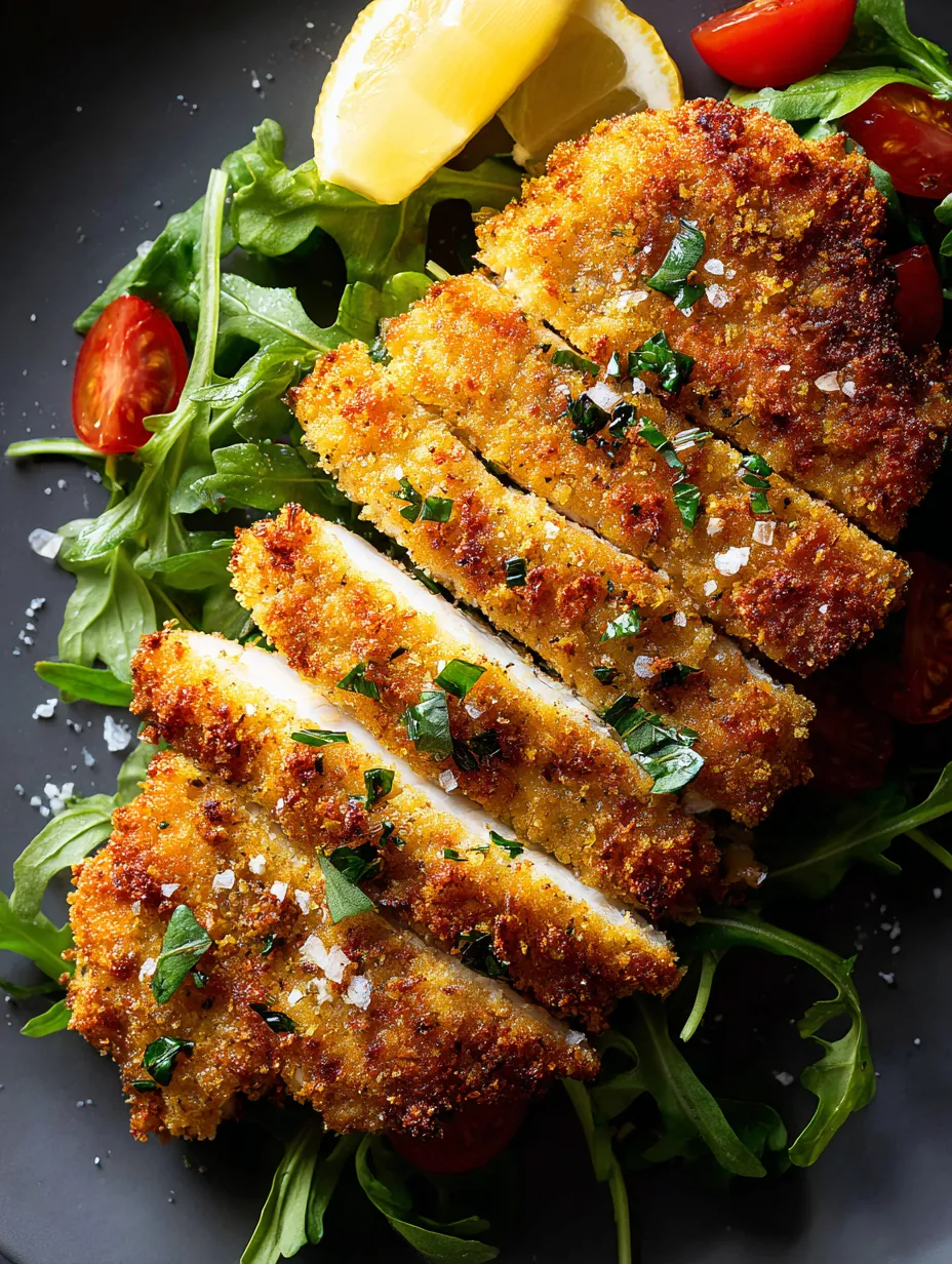 Un morceau de poulet servi avec une bonne salade.