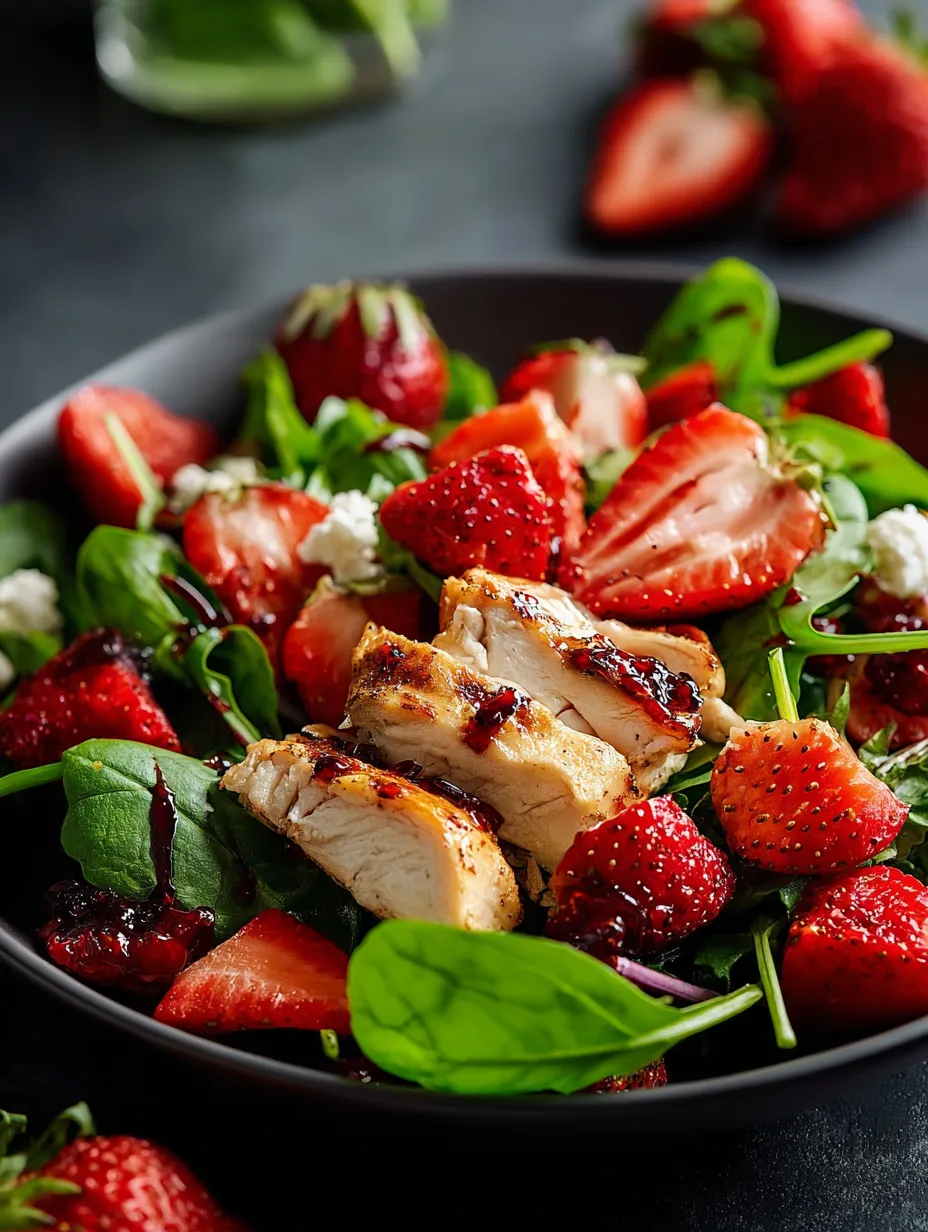 Un bol de fraises avec du poulet.