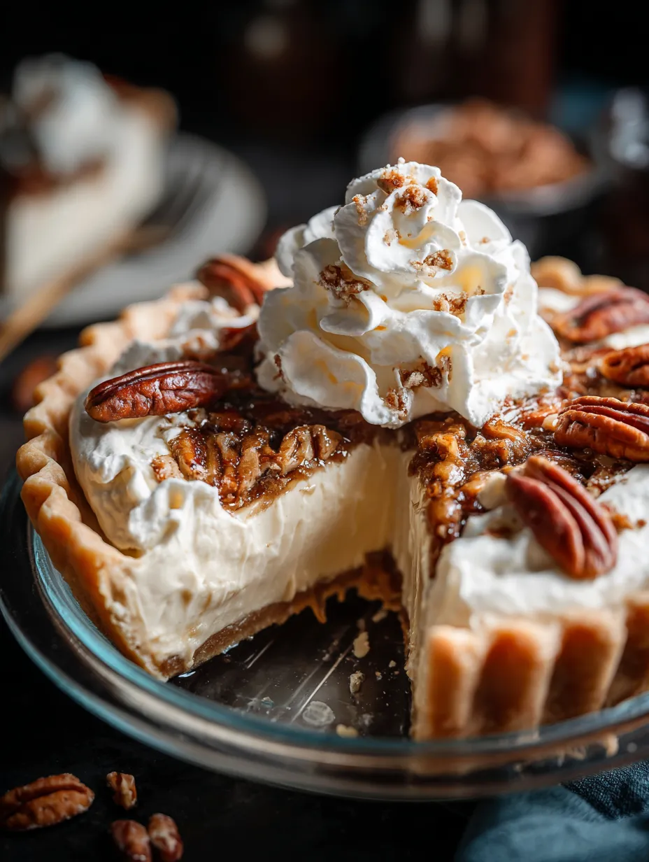 Une part de tarte avec de la crème fouettée dessus.