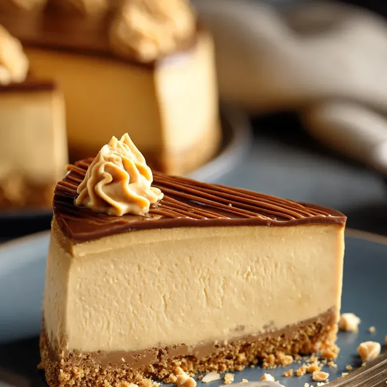 Une part de cheesecake avec une touche de Chantilly au sommet.