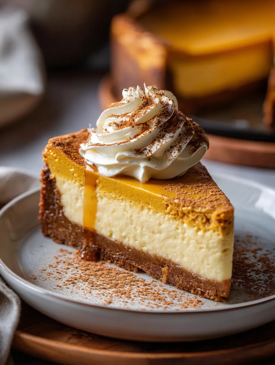 Une part de cheesecake surmontée de crème fouettée.