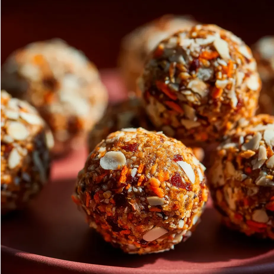 Un bol de boules à la carotte et aux fruits secs.
