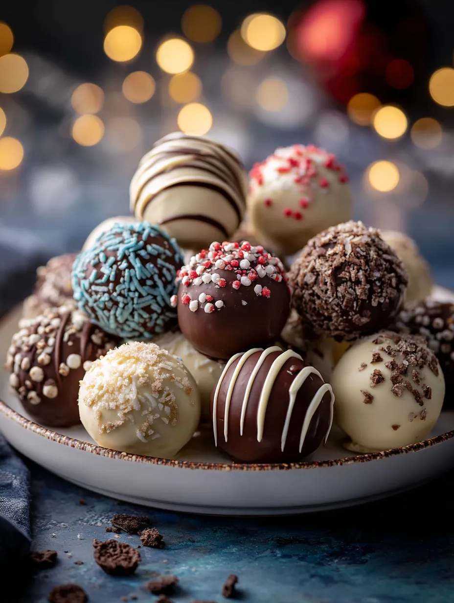Une assiette de chocolats blancs et noirs.