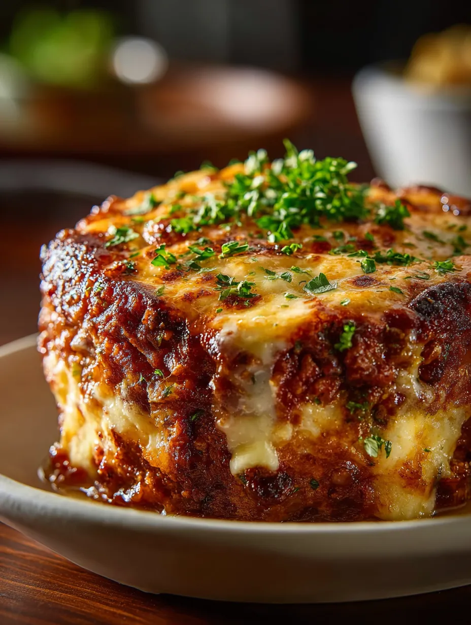 Une assiette avec un plat gratiné dessus.