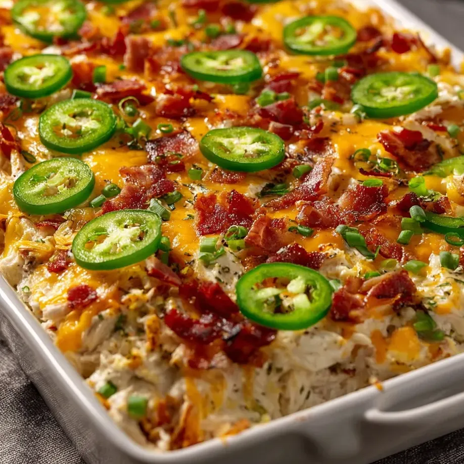 Un plat garni de bacon et jalapenos.