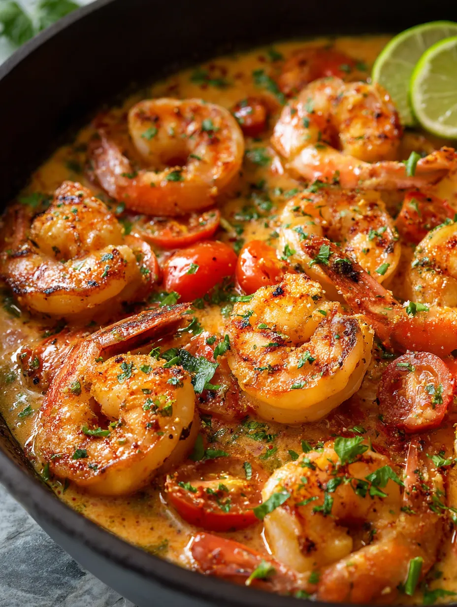 Un bol de crevettes avec tomates et citrons verts.