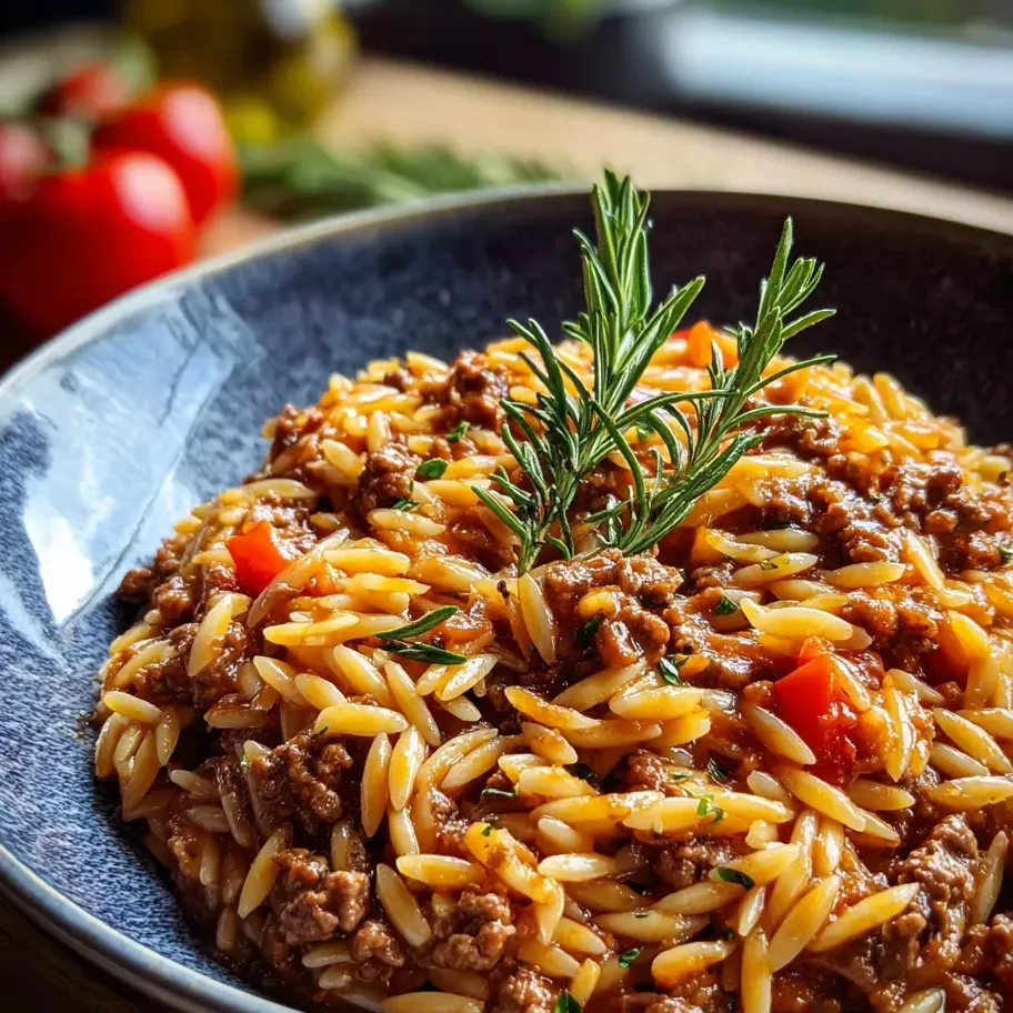 Un bol garni de viande et tomates sur des pâtes.