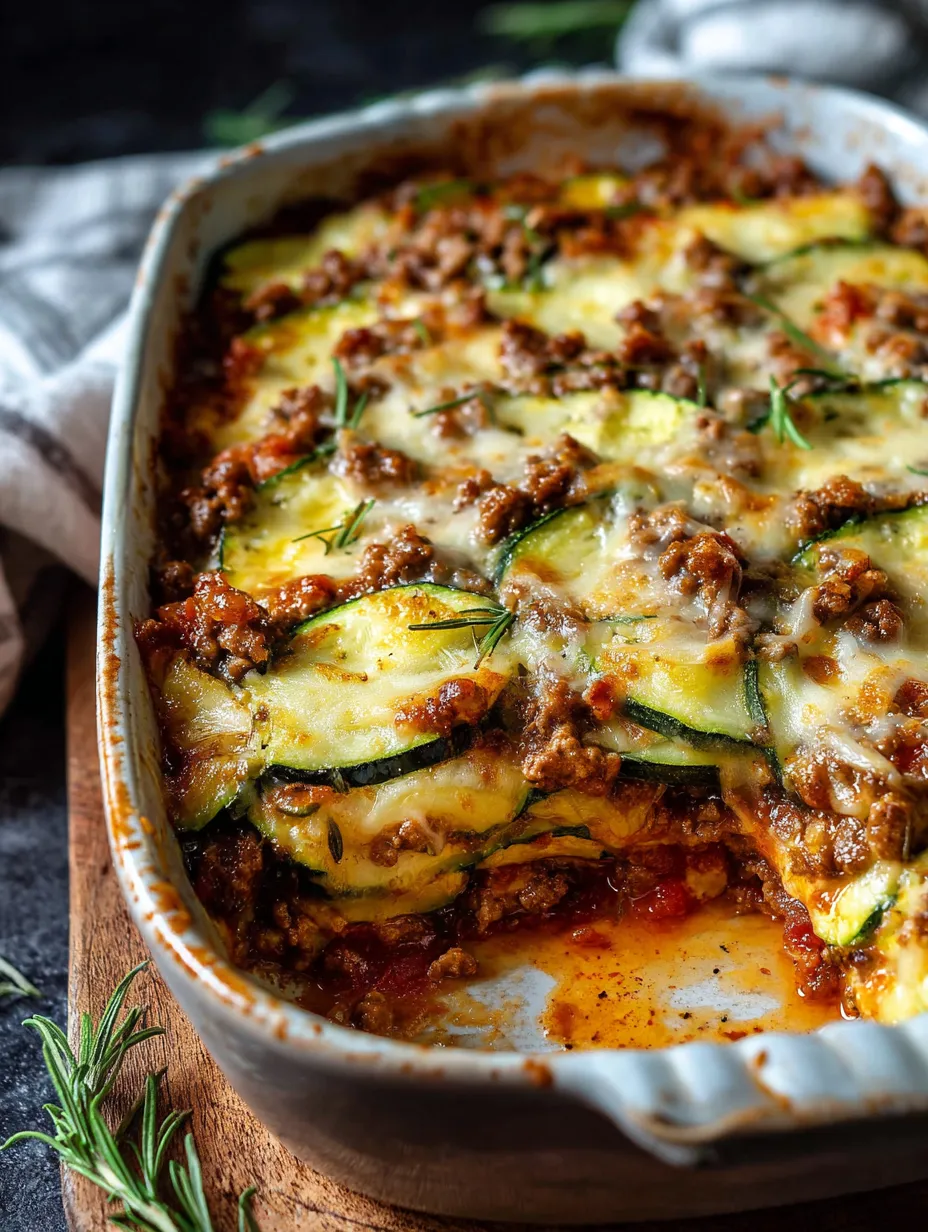 Un plat rempli de viande et de courgettes.