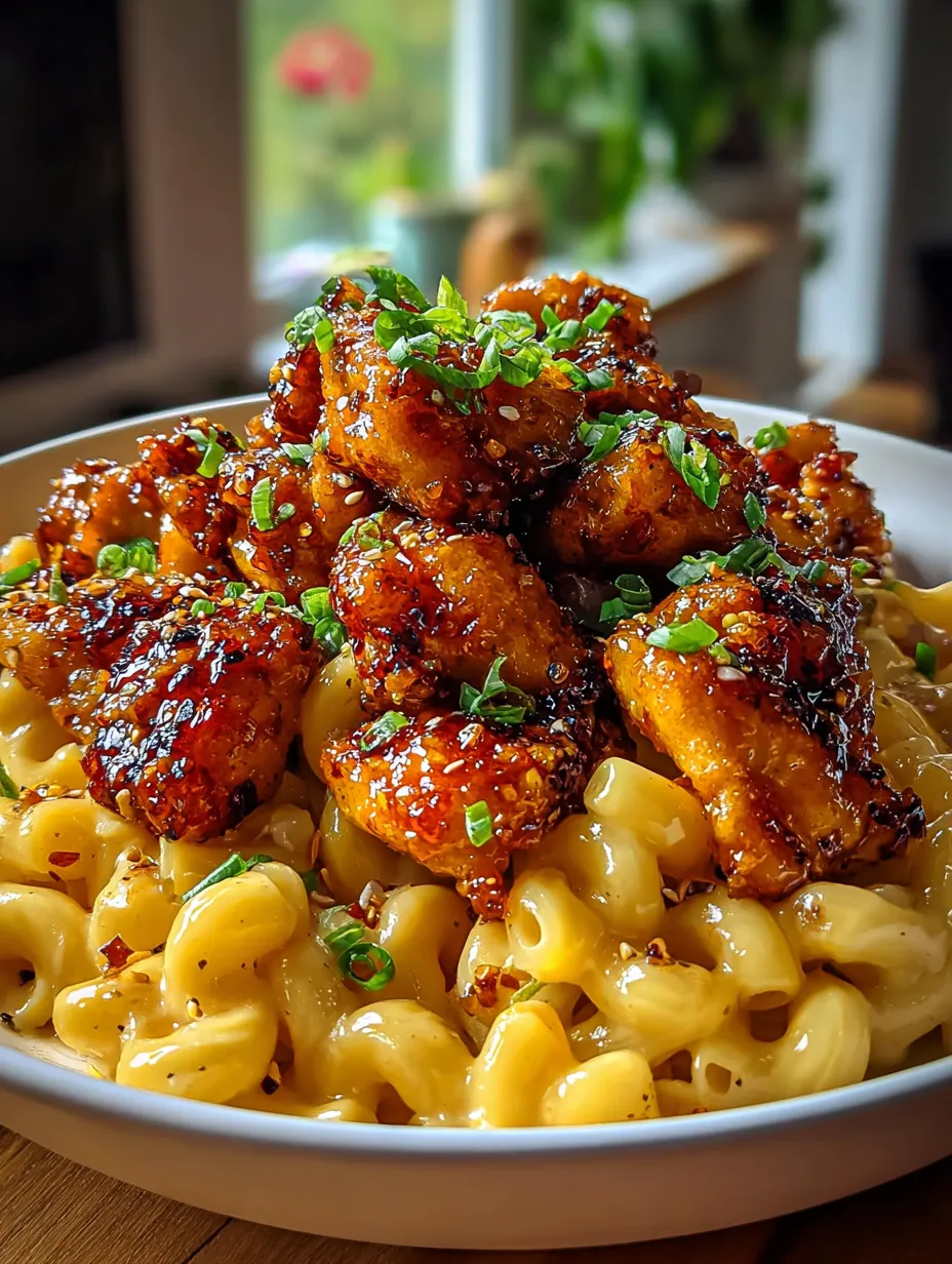 Une assiette généreuse de poulet avec des pâtes.