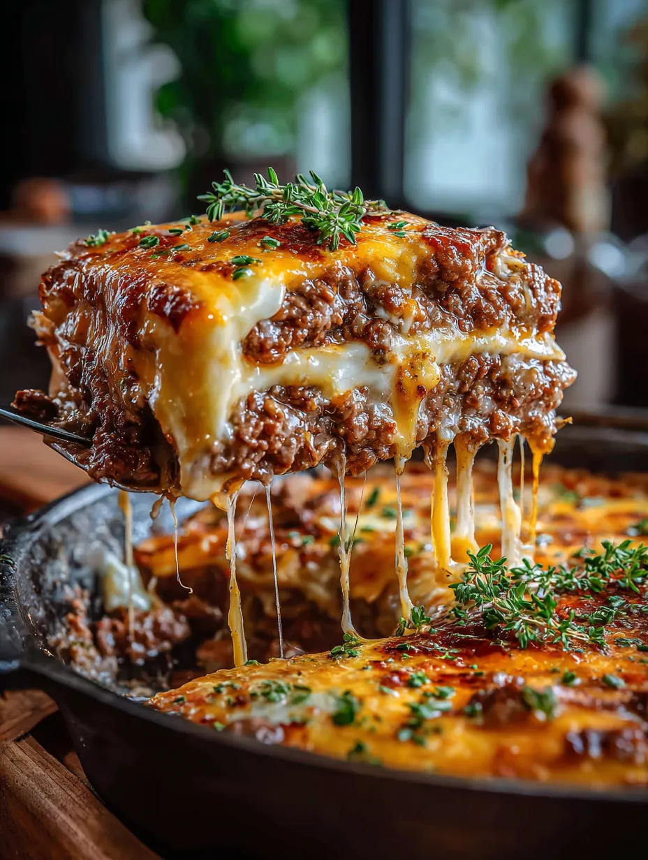 Gros plan sur un plat fromage-viande appétissant.
