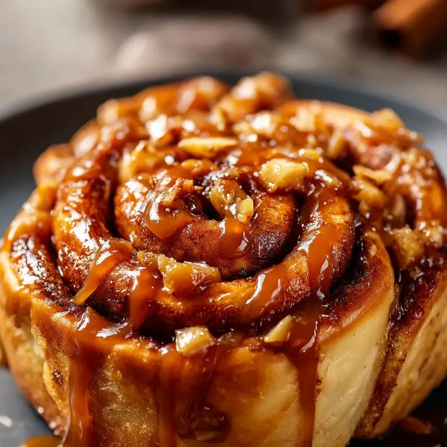 Une assiette avec une brioche à la cannelle posée dessus.