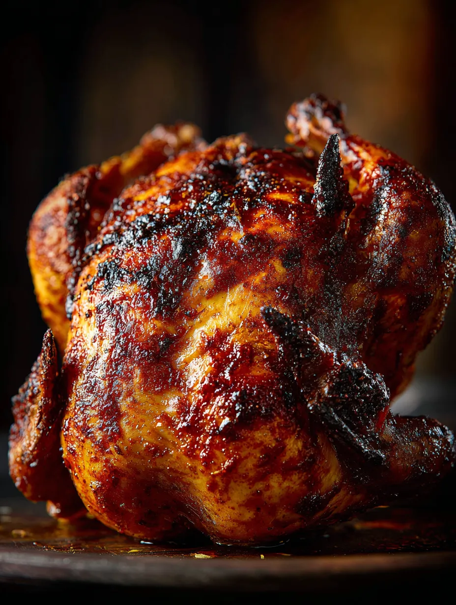 Gros plan sur un poulet cuit.