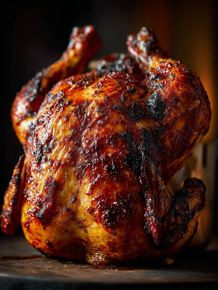 Gros plan sur un poulet cuit.