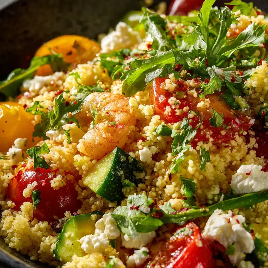 Un bol garni de tomates, concombres et crevettes.
