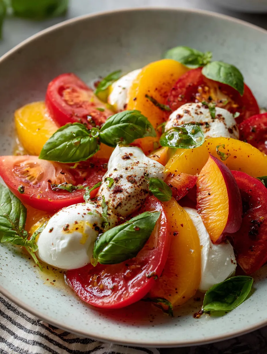 Un bol coloré de tomates, fromage et basilic.