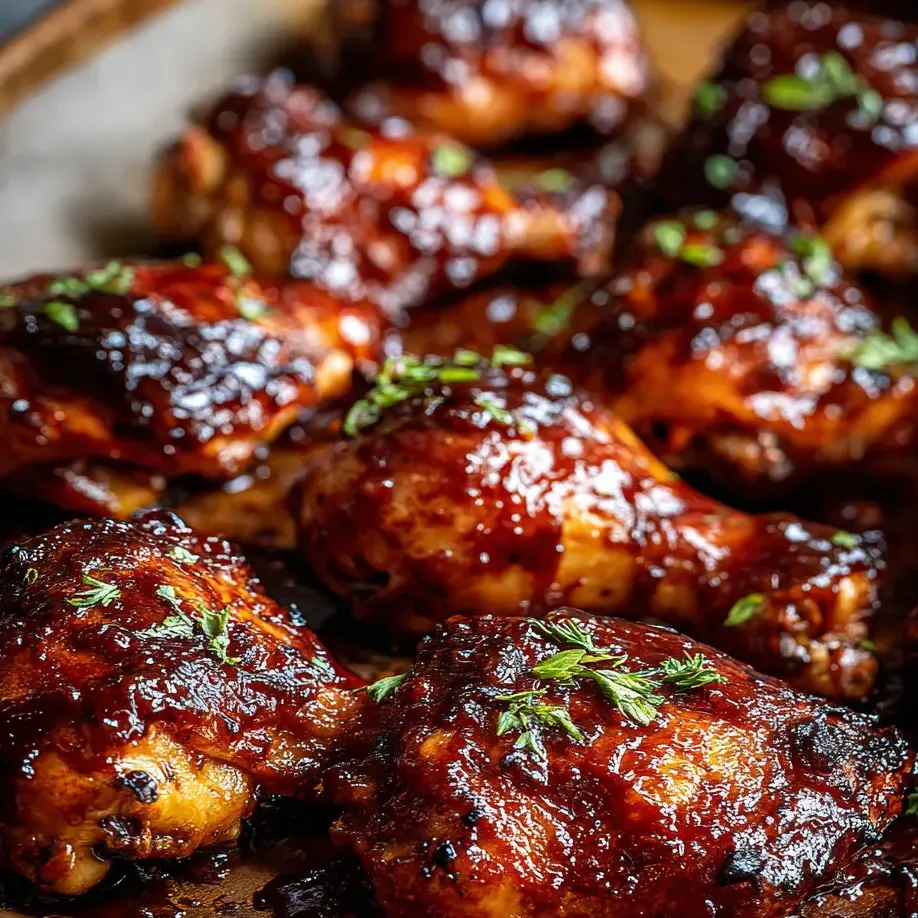 Poulet nappé de sauce BBQ.