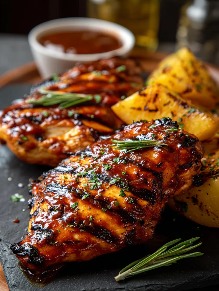 Ailes de poulet arrosées de sauce avec des pommes de terre.