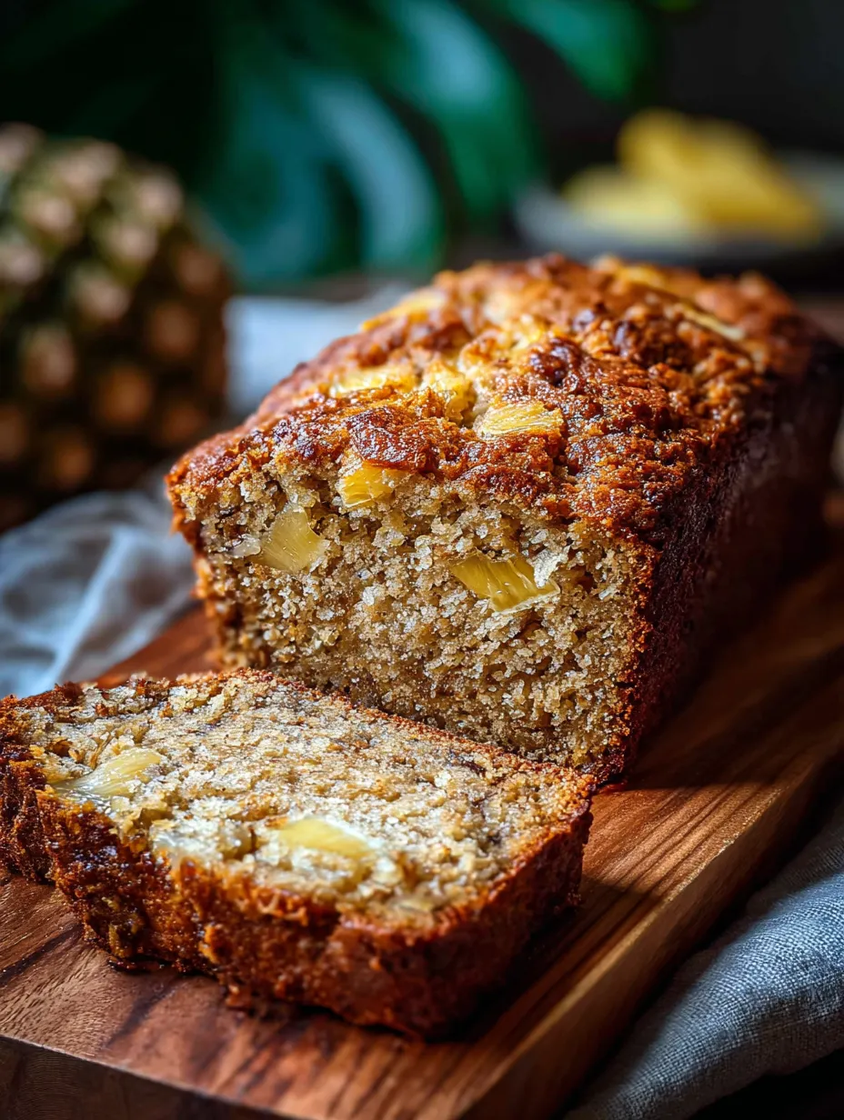 Une tranche de cake surmontée d’une rondelle d’ananas.