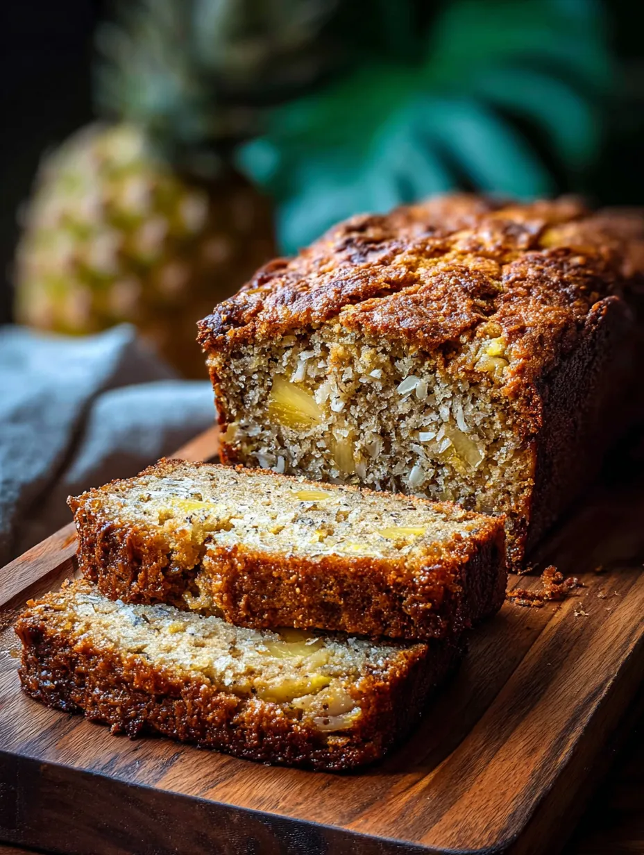 Une tranche de cake surmontée d’une rondelle d’ananas.