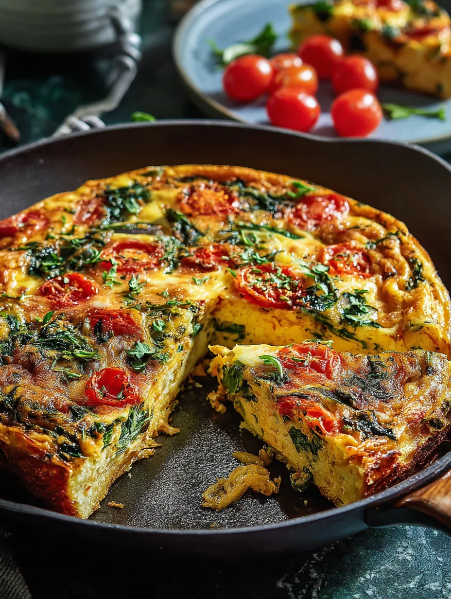 Une part de quiche aux tomates et épinards.