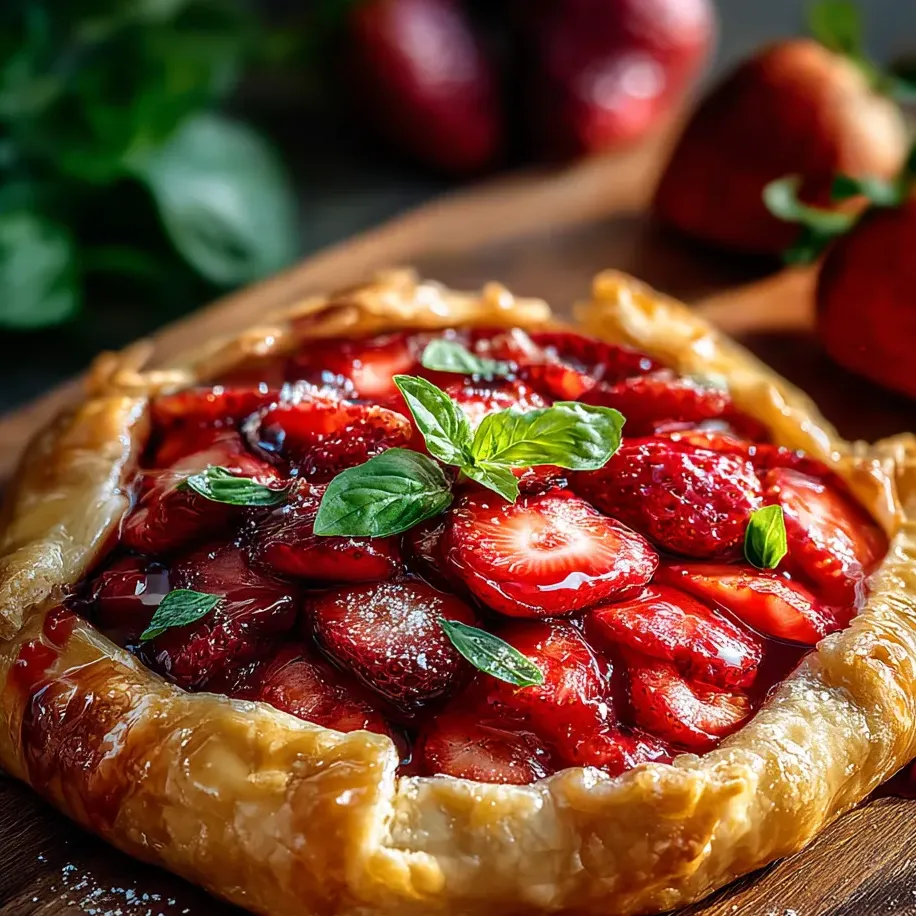 Une tartelette aux fraises et menthe fraîche.