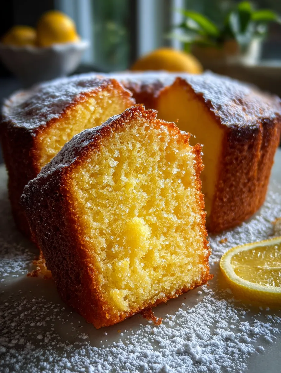 Une tranche de gâteau garnie d'une rondelle de citron.