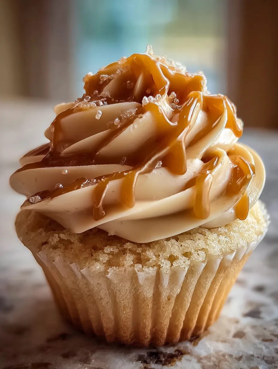 Un cupcake nappé de glaçage au caramel.