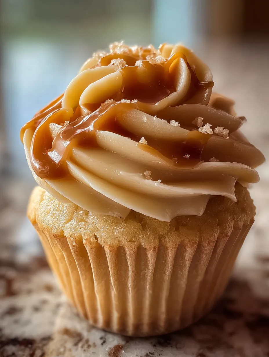 Un cupcake nappé de glaçage au caramel.