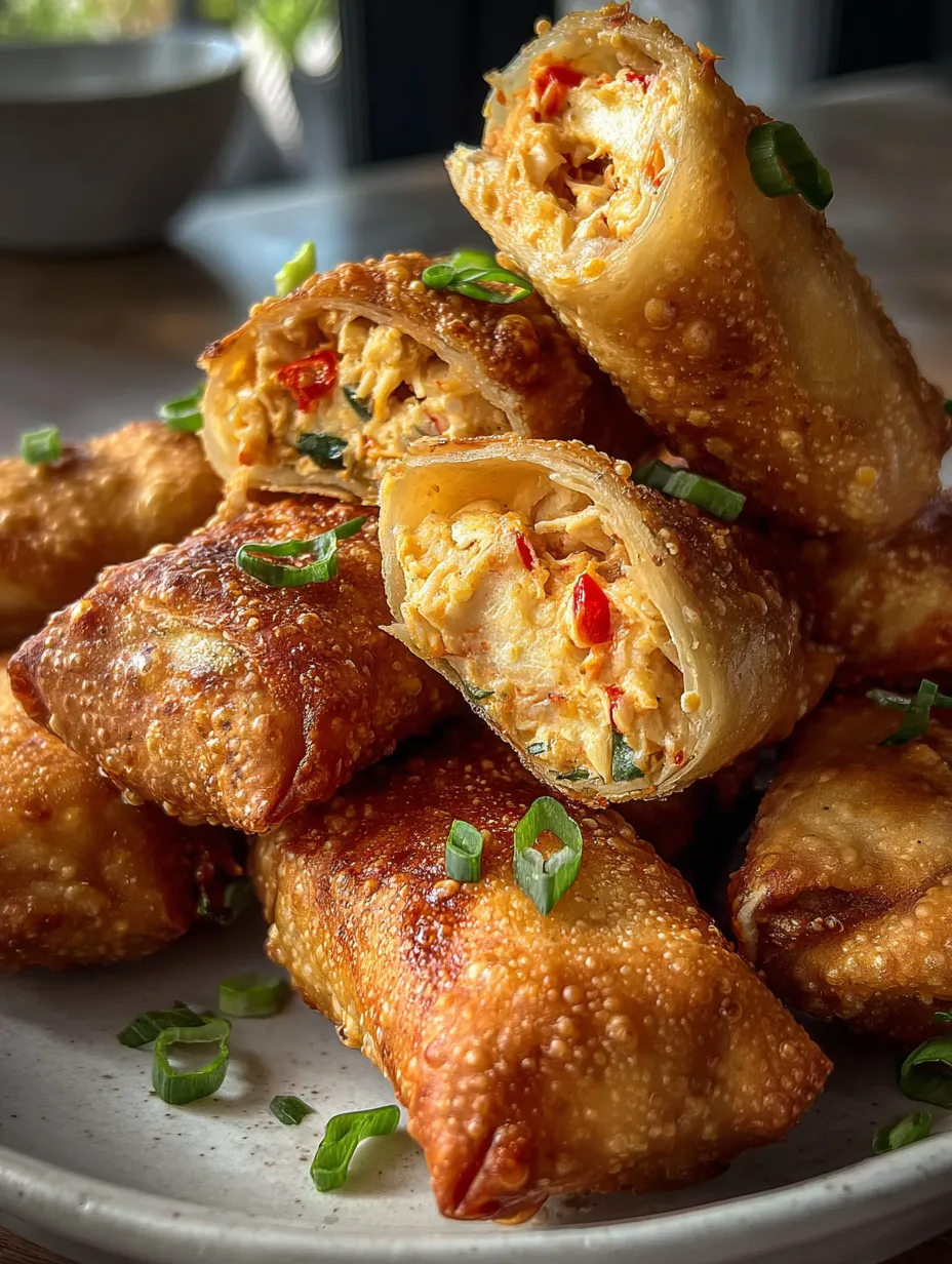 Empilement de rouleaux garnis avec des oignons verts dessus.