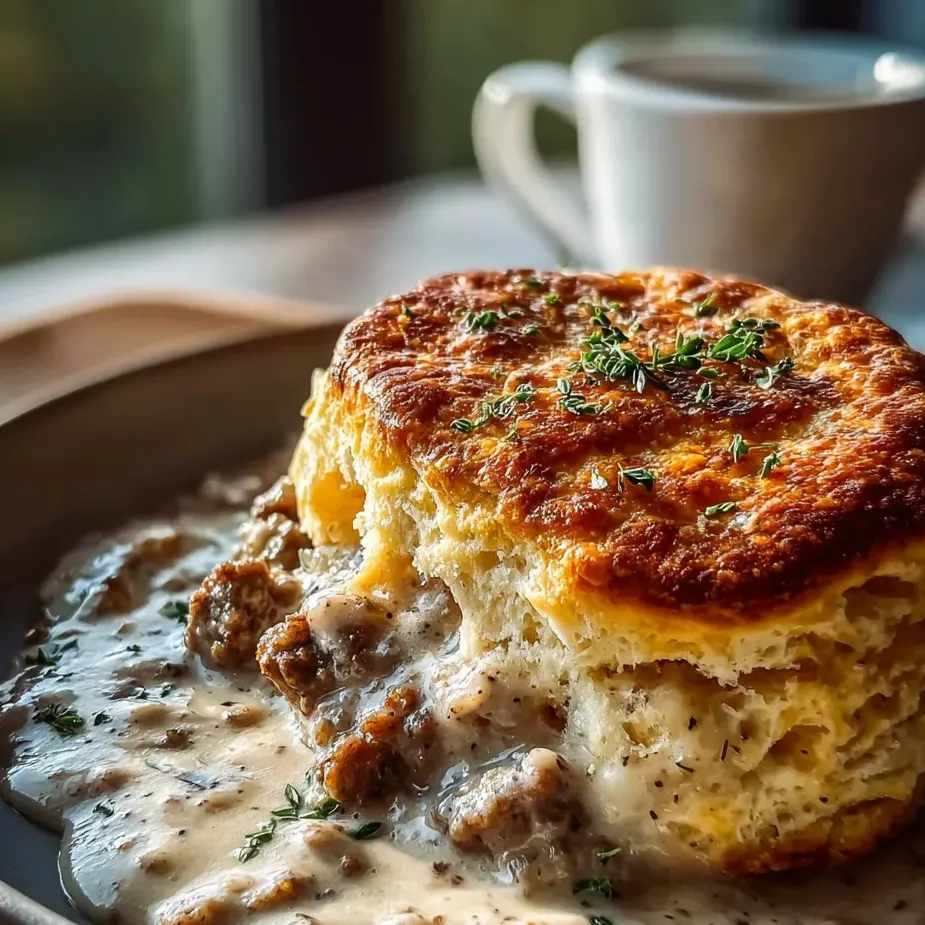 Une assiette garnie avec un biscuit doré dessus.