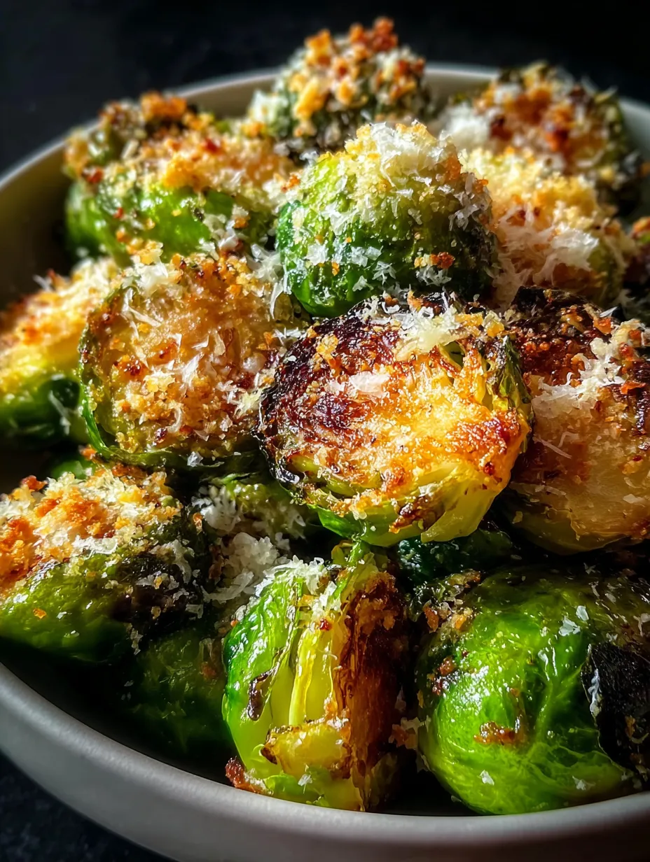 Un bol de choux de Bruxelles gratinés au fromage.