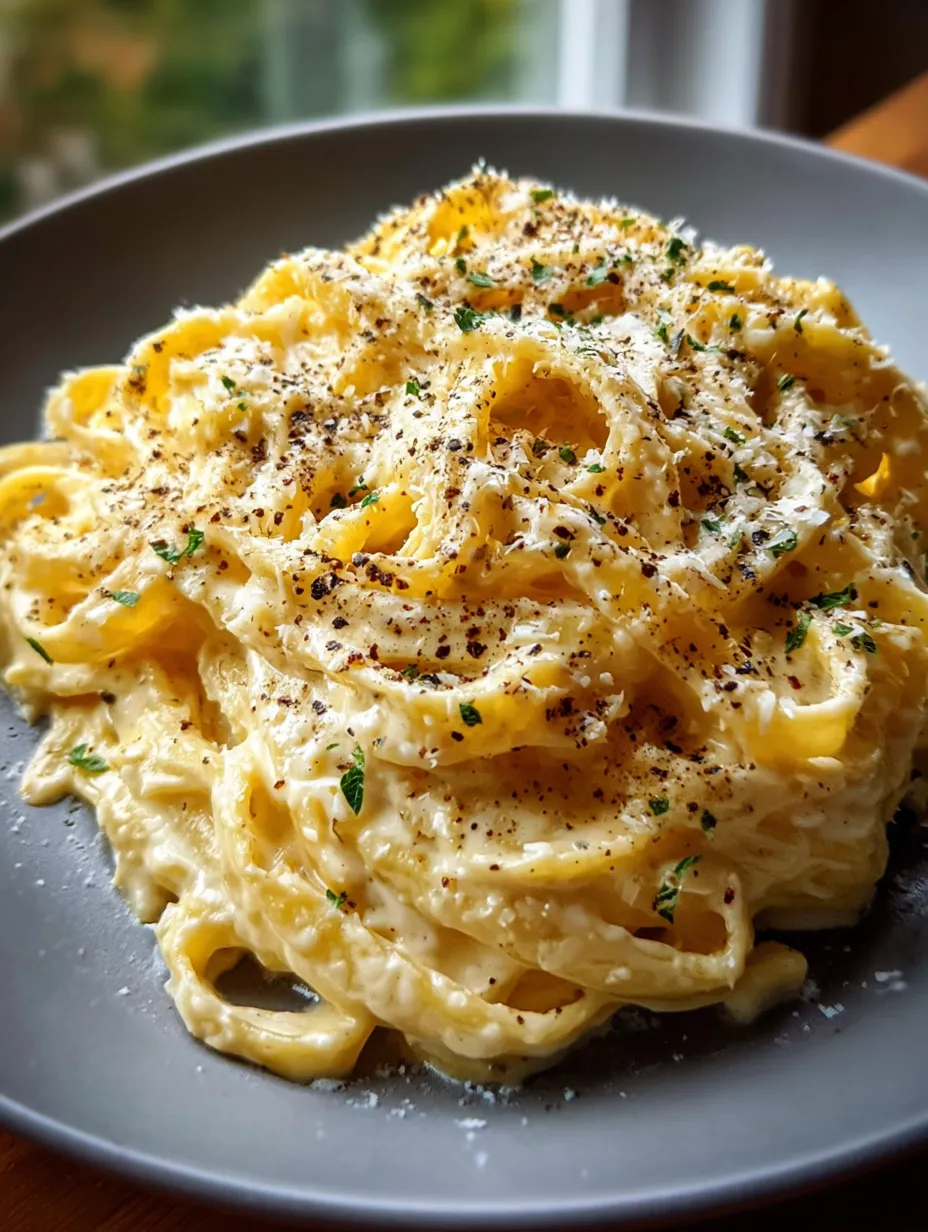 Une assiette de pâtes parsemées de fromage et d’herbes.